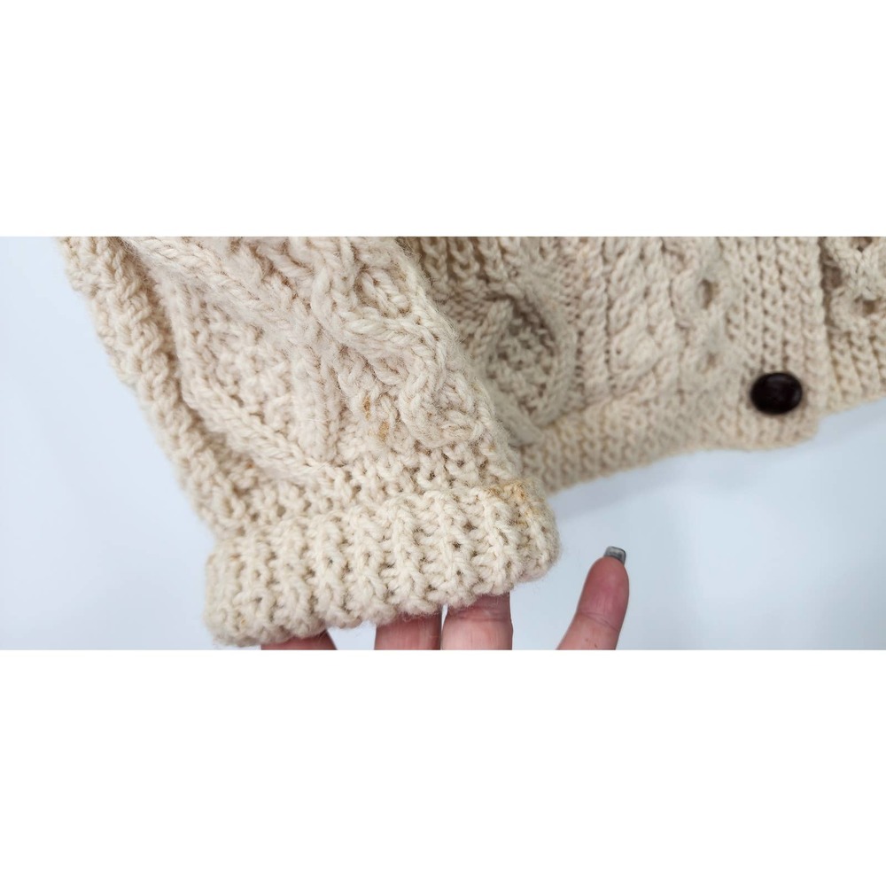 Vintage Cream Wool Sweater Heavy Chunky Knitt Flawed Size‎ Large - Picture 6 of 15